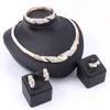 Bröllop Bridal Dubai Guldfärg Kristall Kvinnor Party Halsband Bangle Örhängen Ring Fina Afrikanska Beads Smycken Set