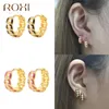Hoop Huggie ROXI – boucles d'oreilles rondes en chaîne en émail pour femmes et adolescentes, en argent Sterling 925, goutte d'huile, bijoux fins