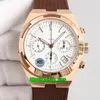 7 estilos Relógios de alta qualidade 8F 5500V / 000R-B074 Patrimônio Overseas Chronograph Cal.5200 Mens Automático Assista Silver Dial Borracha Correias Esportes Relógios de Relógios