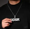 Anpassad Namn A- Z Tre lager Stones Bokstäver Hängsmycke Halsband För Män Kvinnor Gåvor Cubic Zirconia Charm Hip Hop Smycken