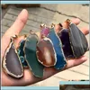 Pendant Necklaces & Pendants Jewelry 10Pcslot Blue Quartz Crystal Agates Druzy Pendum Natural Stone Charm Necklace Making Women Healin Drop