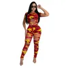 Mulheres Dois Peça Calça Longa Tracksuits Designer 2021 Hole Camuflagem Impressão de Lazer Esportes Terno Senhoras Moda Outfits