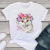 Women Sweet Tee Short Sleeve Cartoon Animal Dog Funny Letter Summer Shirt Tees Clothing Tops Lovely T Womens T-shirt