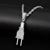 Chaînes Iced Out Hommes Plug Pendentif Collier Hip Hop Bling Or Argent Couleur Charme Micro Pave Plein Strass 2021 Bijoux De Mode