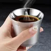 Tasse à café Double couche en acier inoxydable 304, 3oz, 5.5oz, Anti-garde au chaud, tasses et soucoupes en poudre