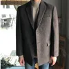 IEFB Mäns Early Spring Clothes Korean Fashion Tweed Blazer Trend Cool Casual Suit Mäns Tweed Coat Tjock kappa 210524