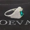 OEVAS 100% 925 Sterling Silver Wedding Rings For Women High Carbon Diamond Emerald Engagement Party Fine Jewelry Gifts Wholesale