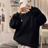 Mężczyźni Harajuku Bluzy Bluzy Oversized Mężczyźni Streetwear O Neck Black Loose Hoodie Topy Mężczyzna Hiphop Winter Basic Bluzy 211217