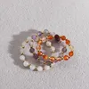 Wedding Rings Natural Stone Beaded Ring For Women Exquisite Elastic Cord Amethyst White Crystal Red Agate Engagement Jewelry