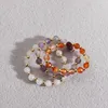 Anneaux de mariage pierre naturelle perlée anneau pour les femmes exquis cordon élastique améthyste blanc cristal rouge agate bijoux de fiançailles