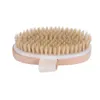 Wooden Oval Bath Brush Natural Boar Bristles Dry Body Brushes Exfoliating Massage Cellulite Treatment Blood Circulation WLL510