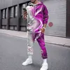 Casual 3D-utskrift SPORT SURE MEN 2 Piece Hoodies Sweatpants Tracksuit Män Set Kortärmad Sommar Casual Långärmad Man Sats 211109