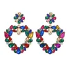 Dangle & Chandelier Dvacaman 2022 Fashion Colorful Full Rhinestone Flower Heart Drop Earrings Women High Quality Crystal Jewelry Accessories