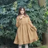Japansk stil Mori Girl Kawaii Peter Pan Collar Petal Sleeve Button A-Line Ruffle Dress Lolita Sweet Vintage Casual Loose 210520