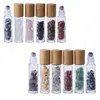 Chakra Bamboo Cap Natural Healing Semiprecious Stones Glass Bottle Healin g Crystal Chips 10ml Essential Oil Gemstone Roller Ball Bottles