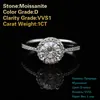 1ct Moissanite D Color VVS1 CLARITY Classic Wedding Women 925 Sterling Silver Platinum Plated Female Rings