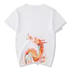 Yaz Çin Dragon Totem Trend Marka Gevşek Pamuk Yuvarlak Boyun Kısa Kollu T-Shirt Erkekler Casual Yarım 210714