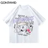 Tshirts Harajuku Japanse Anime Cartoon Meisje Print Tees Shirts Streetwear Hip Hop Mode Losse Katoen Casual Tops 210602