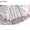 Urlaub Sommer Strand Boho Rock Frauen Side Reißverschluss Hohe Taille Plissee Lange Vintage Blumendruck Chiffon Jupe Femme 210430