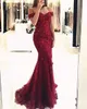 2021 Charming Dark Green Prom Dresses Lace Appliques Off The Shoulder Mermaid Evening Dress Long Party Gowns