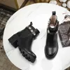 Botas femininas de couro de alta qualidade com cadarço fita fivela de cinto bota no tornozelo direto da fábrica salto áspero feminino tamanho da cabeça redonda: 35-42