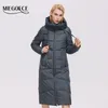 Miegofce Zimowe Kobiety Długie Miejsce pracy Temperament Płaszcz Szczupła Kapturem Parkas Zipper Kurtka Long Płaszcz Outwear Kurtka D21893 211007