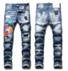 Mannen Badge Rips Stretch Zwarte Jeans Mode Slim Fit Gewassen Motocycle Denim Broek Heren Hip Hop Broek met panelen voor mannen 1073355