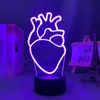 Nattljus Akryl LED Light Heart PNL Till Bedroom Decoration Färg Ändra Nattljus Fans Presentrum Inredning QLF Coeurs 3D-lampa