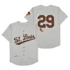 29 Satchel Paige Baseball Jersey 1953 빈티지 홈 멀리 회색 흰색 크림 버튼 스티치 jerseys