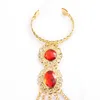 Braccialetto a dita d'oro tailandese di modo della catena a maglie Gioielli di danza del ventre della ragazza di cristallo rosso brillante Guanyin Fawn22