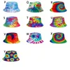 25 estilos tie dye cubo sombrero gorras unisex gradiente sombrero para el sol con parte superior plana moda al aire libre gorra de hip-hop niños playa sombreros para el sol