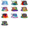 25 styles tie dye seau chapeau casquettes unisexe dégradé chapeau de soleil avec haut plat mode extérieur hip-hop casquette enfants plage soleil chapeaux