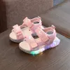 children led light sandals girls fashion beach shoes summer 1-6 years old luminous boys sandals baby toddler shoes 210713