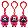 Party Favor Game PVC Keychians Anime Round Six Men In Red Icon Kawaii Cartoon Dolls Keyrings Xmas New Year Gifts