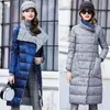 アヒルダウンジャケットの女性冬の長い厚い両面格子縞のコート女性のプラスサイズのスリムな服のための暖かいパーカー211018
