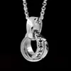 pendant men039s Three Stainless steel jewelry lovers Titanium Ring Necklace que Silver Pendant3948401