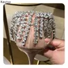 Ankle Crystal Shoes 2021 Summer Woman Sandals Bling Rhinestone Decor Cover Heel Sexy Pumps Thin Female High Heels