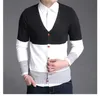Casual Knitwear Męskie Swetry męskie Bawełniane Sweter V-Neck Paski Slim Fit Cardigan Mężczyzna Pull Homme Top Odzież Dropshipping