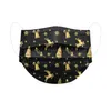 アダルトブラックマスククリスマスデザイナーのフェイスマスクプリントゴールドクリスマスツリー3層美しい使い捨て不織布カバー