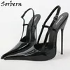 Sorbern Sexy métal haut talon pompe chaussures femmes en cuir véritable Slingback longs Pionty orteils Stielttos italie Style chaussures habillées