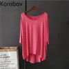 Korobov nouveauté O cou à manches courtes femmes t-shirts coréen décontracté grande taille femme t-shirt été t-shirts hauts 2a386 210324