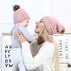ファッション親子帽子かわいい幼児の赤ちゃんの冬の二重毛皮の帽子の母親子供ニット暖かい帽子ニューボーンビーニーキャップXDJ077