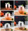 NEWCopper Mug Stainless Steel Beer Cup Moscow Mule Mug Rose Gold Hammered Copper Plated Drinkware JJB12690