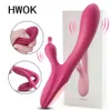 Hwok mjuka kanin dildo vibratorer g spot clitoris dubbel stimulator vagina massager sex leksaker för kvinna kvinnlig masturbator y201118