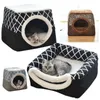 Caldo Pet Cat Kennel Letto per cani Divano Cat Mats Cage House Kennel Pet Products Winter Sleeping Nest Cushion Basket 210722