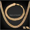 Smycken Sets Smycken6mm Stämpel Män / Kvinnor 18k Två Ton Guldpläterad Curb Chain Halsband Armband Set PS1605 Drop Leverans 2021 MLR8i