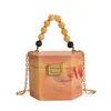 Women Chain Acrylic Hard Box Clutch Bag Beading Handle Evening Bag Small Fashion Candy Color Jelly Purses And Handbags