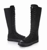 PUNK EMO Gothic Donna Ragazza Scarpe Zip Lace Up Rock Boot Canvas Sneaker Sneaker alta al ginocchio