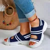 Sandálias femininas Mulheres Shoths Tecido Stretch Slip On Hollow Out Peep Toe Bottom Casual Capa Casual Senhoras Feminino 2020 Novo Y0714