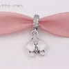 ciondoli per orso kit per la creazione di gioielli Orchidea bianca pandora argento 925 bracciali con perline moglie donna braccialetto catena perline collana luna e stella regali per la festa della mamma 791554EN12